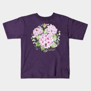 Sweet As Can Bee with Hydrangea Flora Watercolor Illustration No Lettering Kids T-Shirt